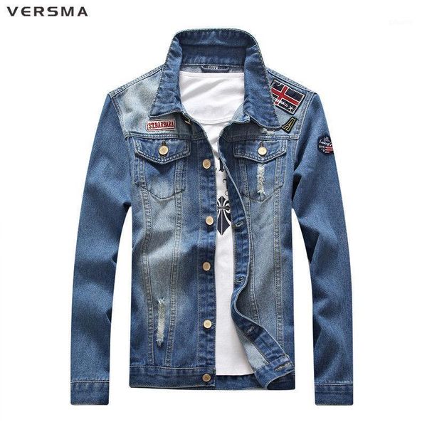 

fashion ripped male denim jacket men harujuku mens long sleeve shirt double pocket shirts slim fit boys 4xl men's casual, White;black
