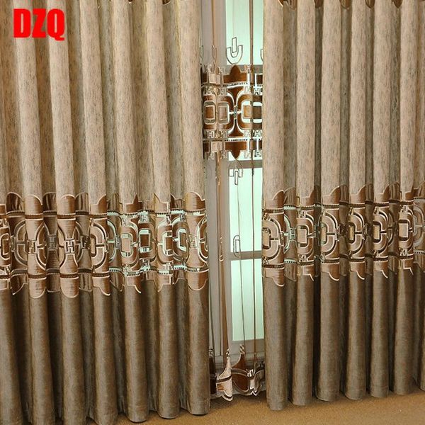 

curtain & drapes chinese gray embroidery stitching curtains fabric bedroom living room villa floor window treatments tulle for kitchen