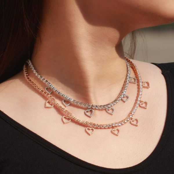 

pendant necklaces qoolady simple shining cubic zirconia love heart choker necklace statement sweet women boho fashion jewelry gift n013, Silver