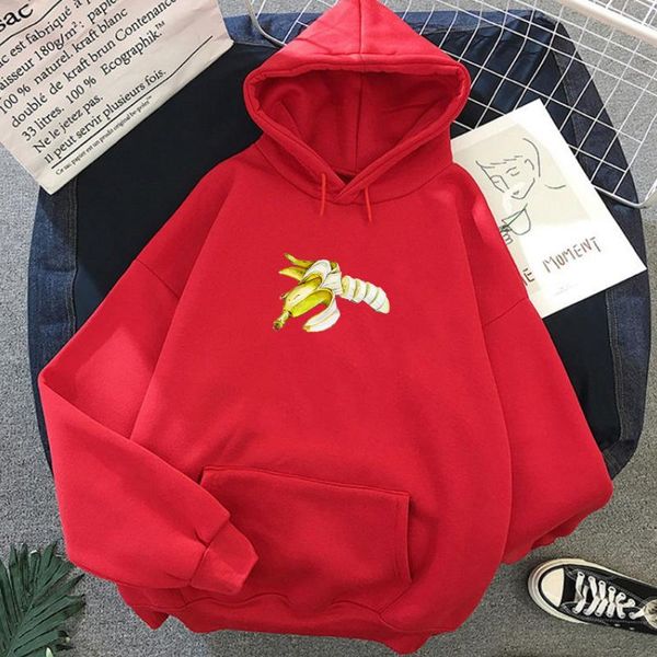 

women's hoodies & sweatshirts winter jacket korean style harajuku treetwear creative friends banana art graphics print punk, Black