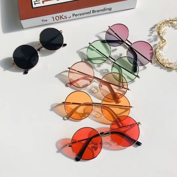 

kids metal frame sunglasses retro round sun glasses wild british style glasses shades for boys girls baby and children age 5-10 glasses whol, White;black