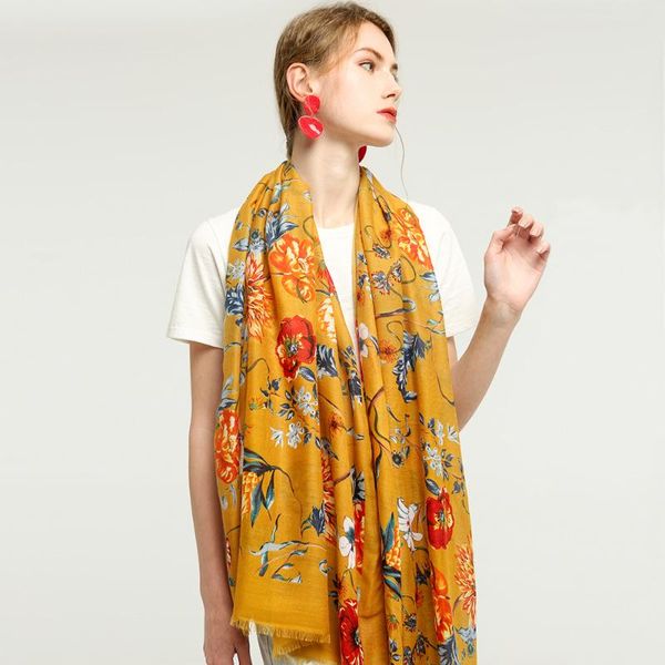 

scarves 180*90cm ladies fashion satin printed spring blossom pattern sunscreen shawl cotton scarf women beach towel, Blue;gray