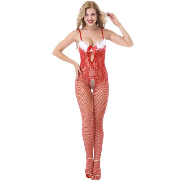

bras sets women bodystocking christmas sensual lingerie woman mesh transparent fishnet crotchless bodysuit teddies erotic underwear, Red;black