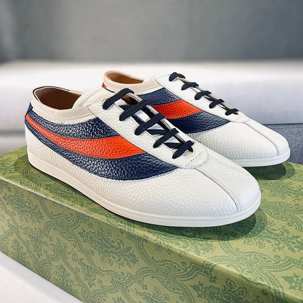 

luxury designer real leather ace shoes mens shoes 5 style size 38-45 luxury casual shoes with box dust bag, Black