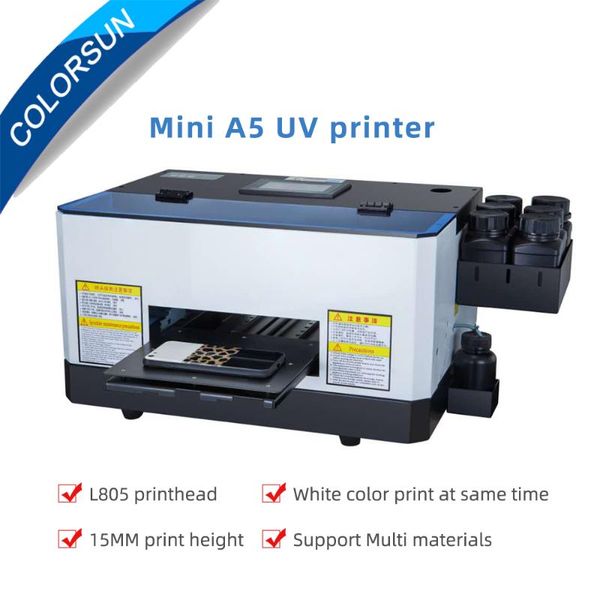 

printers colorsun mini a5 uv flatbed printer phone case small for plastic metal acrylic tpu leather with ink