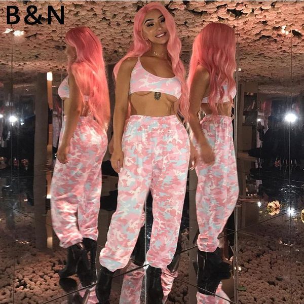 

women's pants & capris 2021 autumn winter pink camouflage womens camo cargo sweat high waist elastic trousers casual baggy joggers prin, Black;white