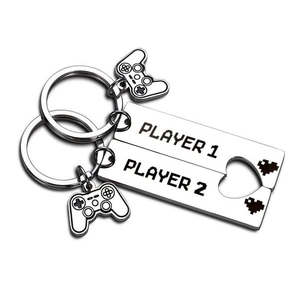 

keychains christmas gift for couple player 1 2 gamers gifts matching keychain her him girlfriend boyfriend valentine's day, Silver