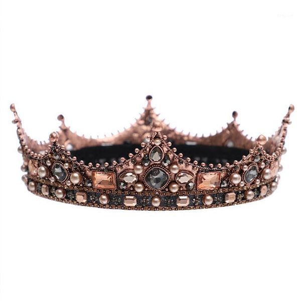 

bridal hair jewelry full circle beads pearl crystal tiaras crowns diadem headpiece women wedding accessories bun maker1, Brown