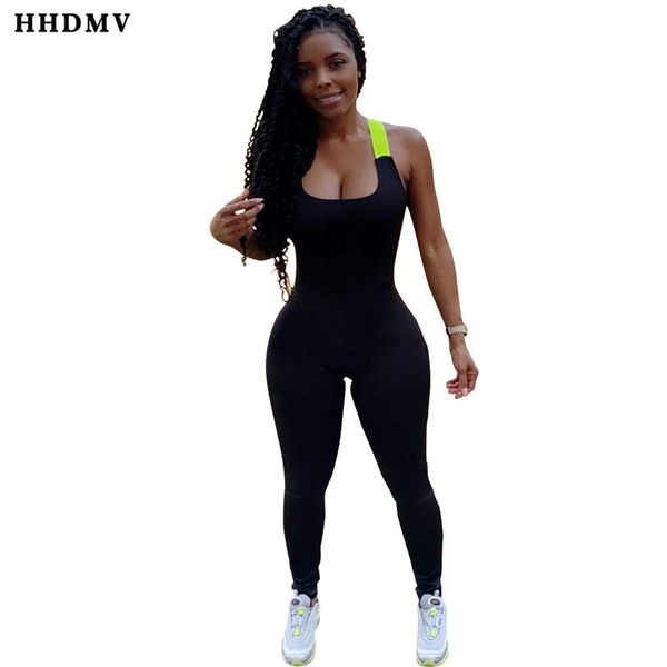 

women's jumpsuits & rompers hhdmv 2021 summer women beach style sleeveless round neck dew back tight 2 color long pants, Black;white
