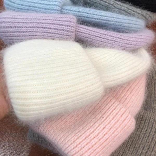 

beanie/skull caps winter autumn hat fur knitted hats for women fashion warm wool beanie solid color female girls soft bonnet cap, Blue;gray