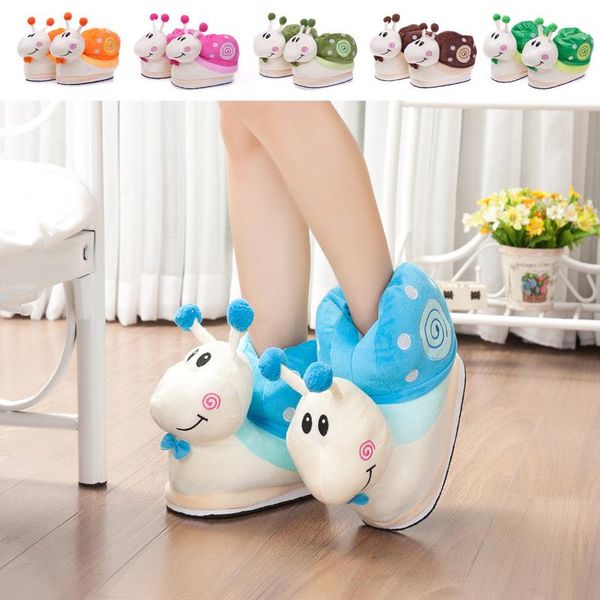 

slippers cuddlyiipanda super soft corduroy winter 3d snail women home animal indoor cotton comfortable, Black