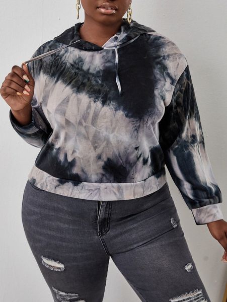 

sxy plus tie dye drawstring hoodie a9qw#, Black