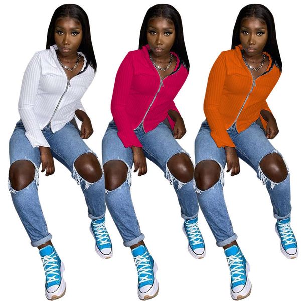 

fashion solid color zipper slim cardigan, Black