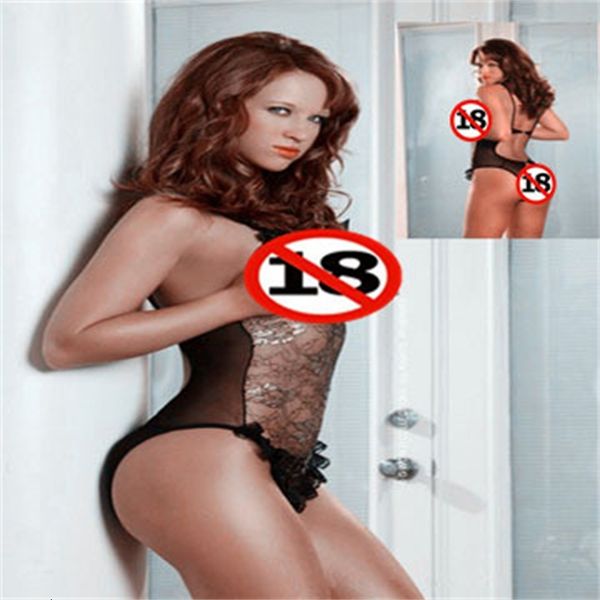 

underwear lace one piece suit large transparent pajamas 0030, Black;white