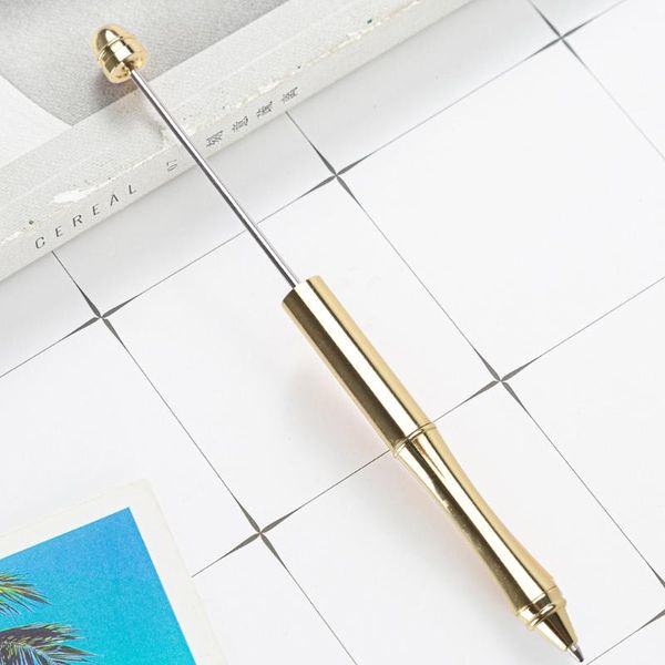 

ballpoint pens metal beadable pen creative diy beads with shaft black ink stationery school office supplies kids drop, Blue;orange
