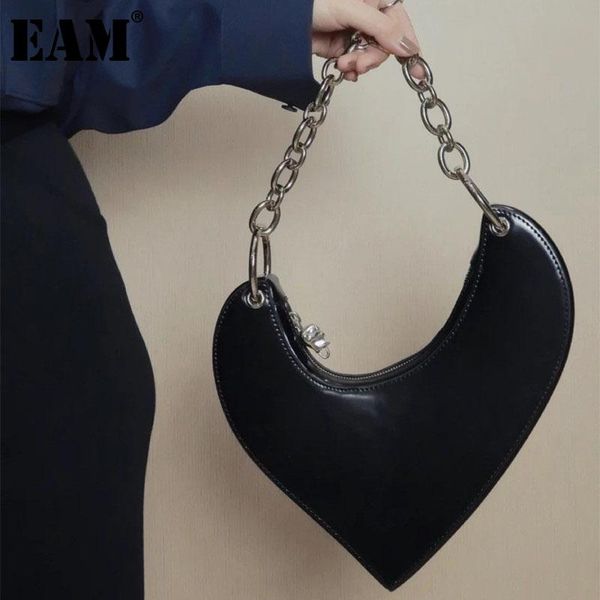 

evening bags [eam] women black love chain zebra pattern underarms pu leather personality all-match shoulder bag fashion tide 202118a3982
