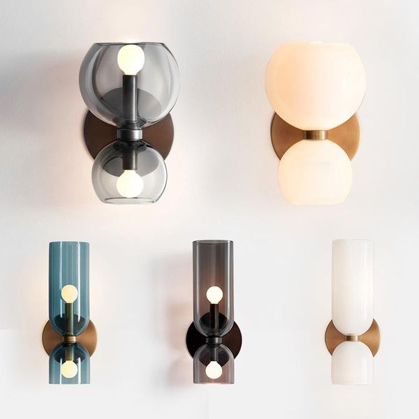 

[betty] nordic postmodern background wall living room staircase bedroom bedside personalized creative glass double head lam lamp