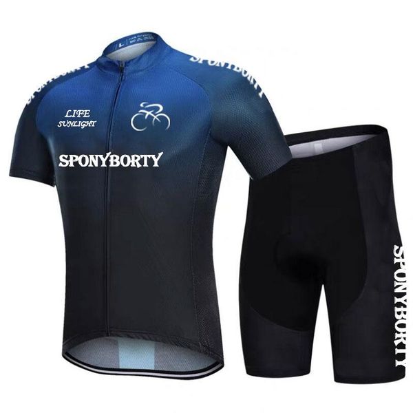 

racing sets 2021 men's cycling sweater mtb road 9d gel bib suit breathable short sleeved bicycle downhill jersey mailot ciclismo, Black;blue