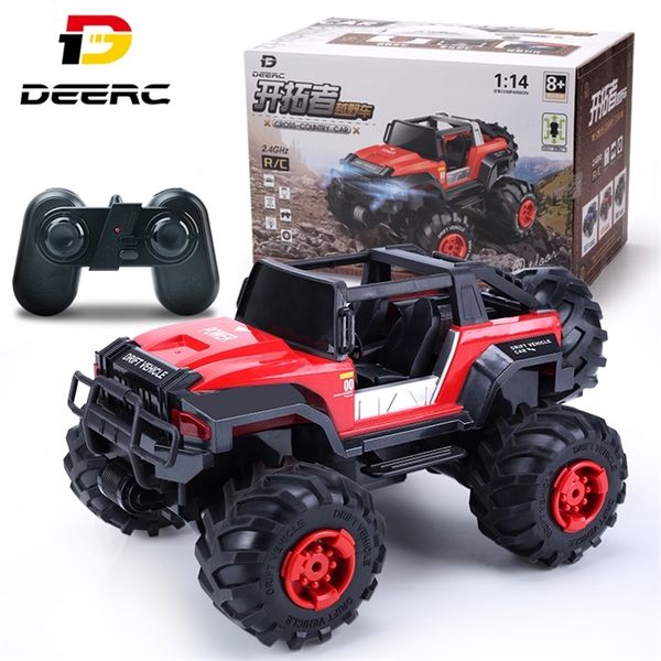 

deerc 1:14 / 1:16 rc car with led lights 2.4g radio remote control off-road trucks 60 mins play toys for boys children gifts