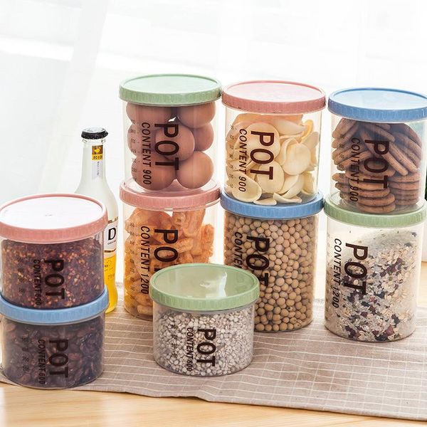 

600/900/1200ml storage container plastic kitchen refrigerator noodle box multigrain tank transparent sealed bottles & jars