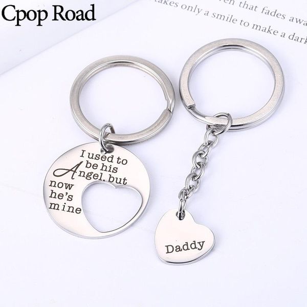 

keychains cpop father's day gift letter pendant keychain set heart ring-holder silver wallet bag pocket car-keys men jewelry accessorie