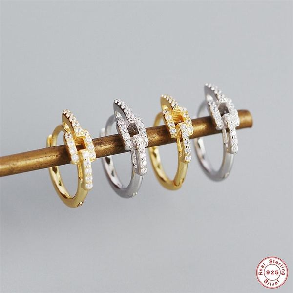 

hoop & huggie pendientes plata 925 sterling silver earring for women girls charming jewerly minimalist bling zircon round circle earrings, Golden;silver