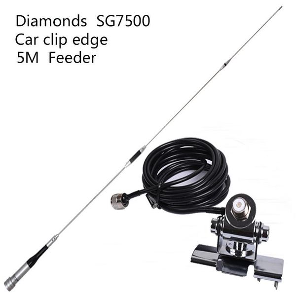 

walkie talkie uv dual band mobile radio antenna a tre pezzi, diamante + nagoya mount auto clip di bordo 5 meri atlimentatore per qua