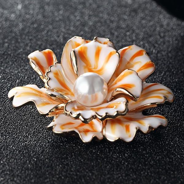 

pins, brooches blucome 12pcs/lot wholesale enamel flower brooch white pearl jewelry women's hijab accessories hats bijuteriras, Gray