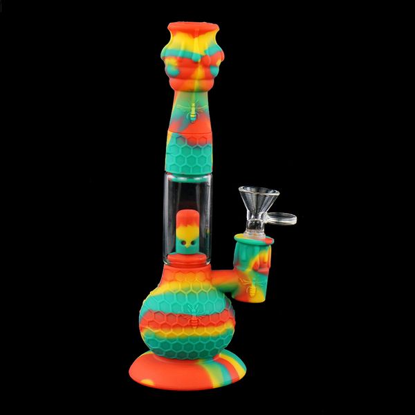 Glass in vetro narghilè becher Bong petrolio petrolio Bongs pipe bollable dab rigs colourful the bee forma tabacco