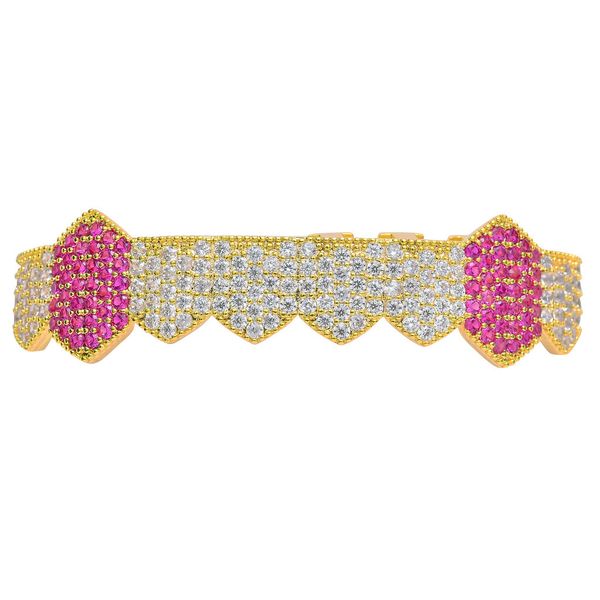 

hip hop iced out micro pave full cz teeth grillz bottom charm grills for men women jewelry gold color, Black