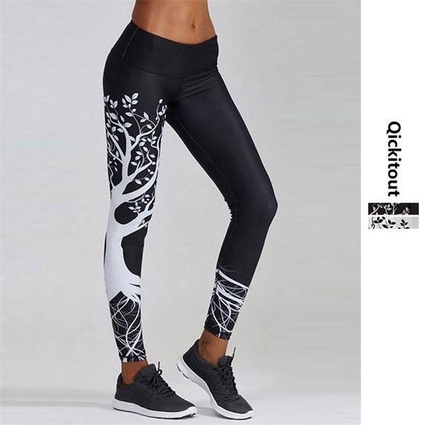 

fashion fitness printed leggings women push up high waist 3d digital tree print slim polyester harajuku legging xs- 211215, Black