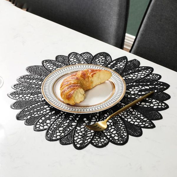 

table runner washable placemat insulation flower hollow style display wedding event party decor creative mat pad