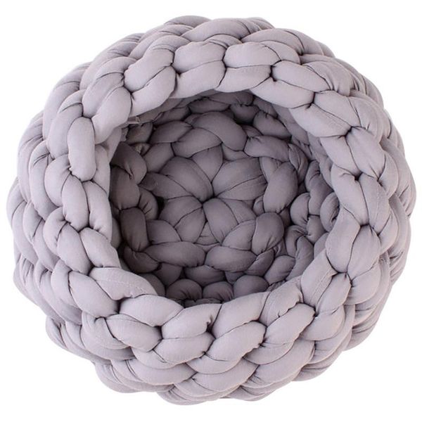 

dog houses & kennels accessories pet cat hand-woven nest handmade knit sleeping bed puppy kitten cave basket bag dogs kennel supplies gray