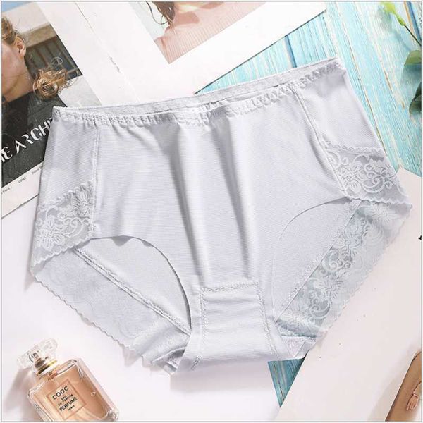 

women's panties 3/5pcs female ice silk lace patchwork underwear underpants mesh cotton crotch seamless breathable briefs lingerie women, Black;pink