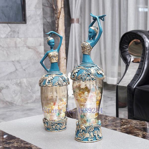

decorative objects & figurines creative nordic resin glass storage jar dancing girl decoration with lid organization deskmodern home dec