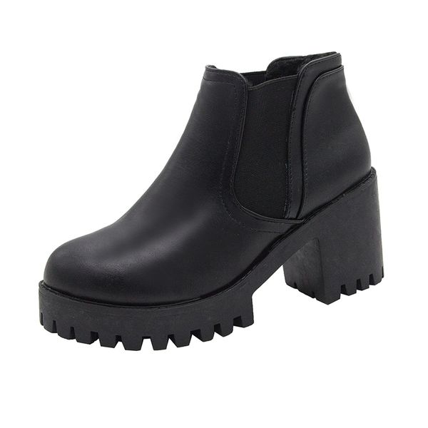 

winter short boots women designer socks boots round toe high heel block high heel lady warorwar brand yn13-sh1, Black