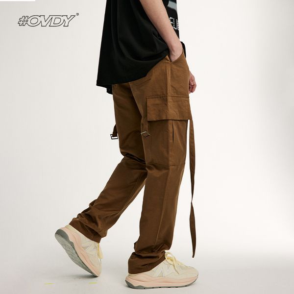 

wxwovdy men's 2021 spring and summer new fashion brand personalized multi pocket overalls, Black