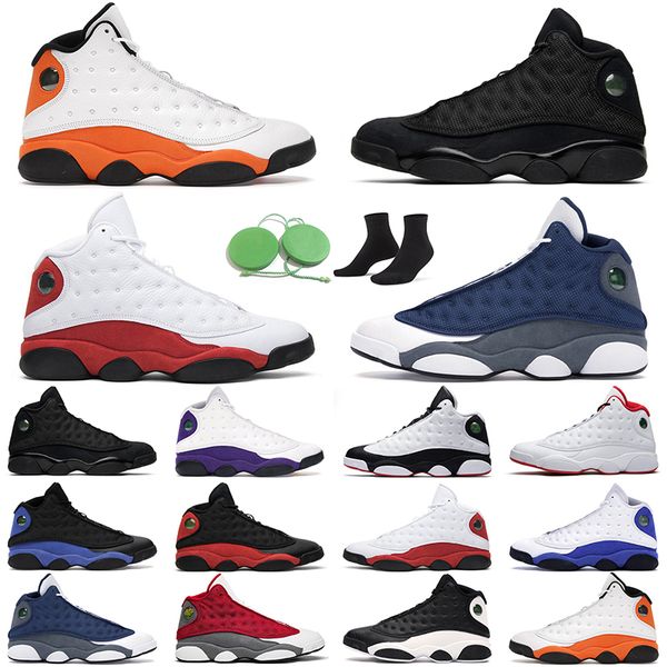 

13s red flint men basketball shoes black cat white reverse he got game hyper royal mens trainer size 7-13