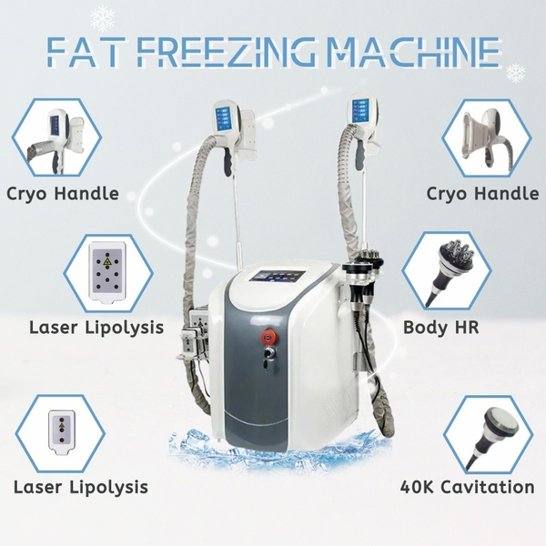 

multi-functional beauty equipment sculpting fat ing cryo lipo laser portable cryolipolysis 2 head cryotherapy machine, Black;white