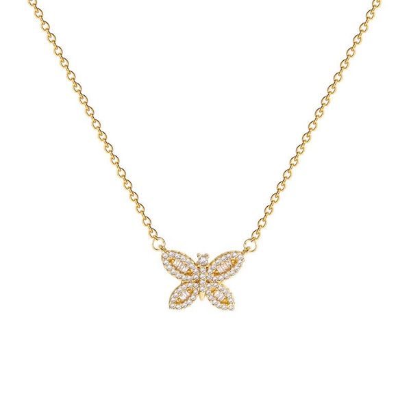 

titanium steel bling rhinestone butterfly necklace zircon clavicle chain women's girl chokers, Golden;silver