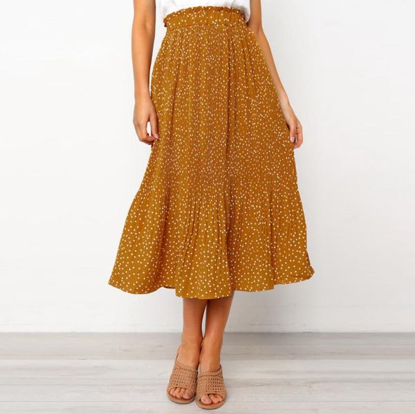 

skirts women clothes 2021 fashion party cocktail summer dot printed skirt high waist long drop arrival, Black