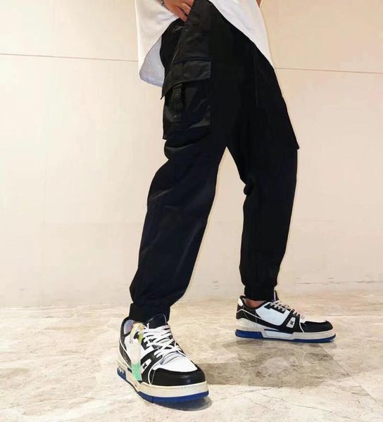 

men's pants with logo sweatpants fashion all-match breathable comfortable solid color pure cotton casual sports running loose, Black