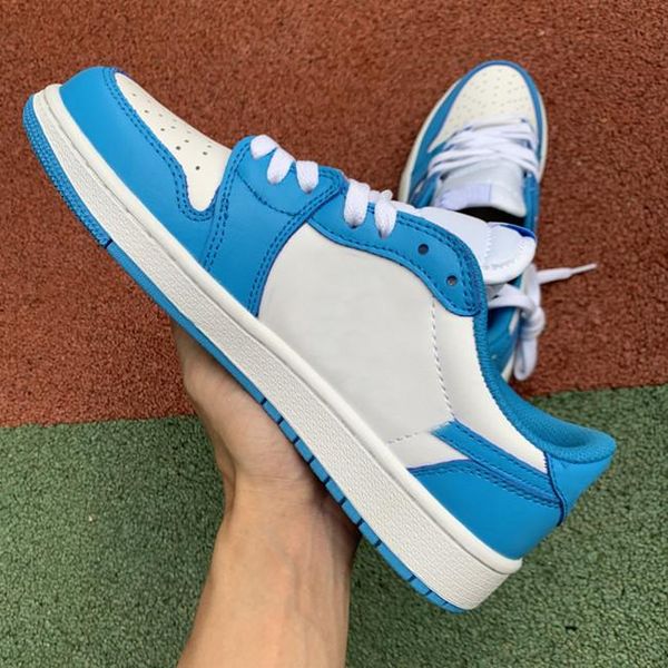 

good quality jumpman 1 low blue basketball shoes chaussures pour hommes sneakers size 36-46 with box