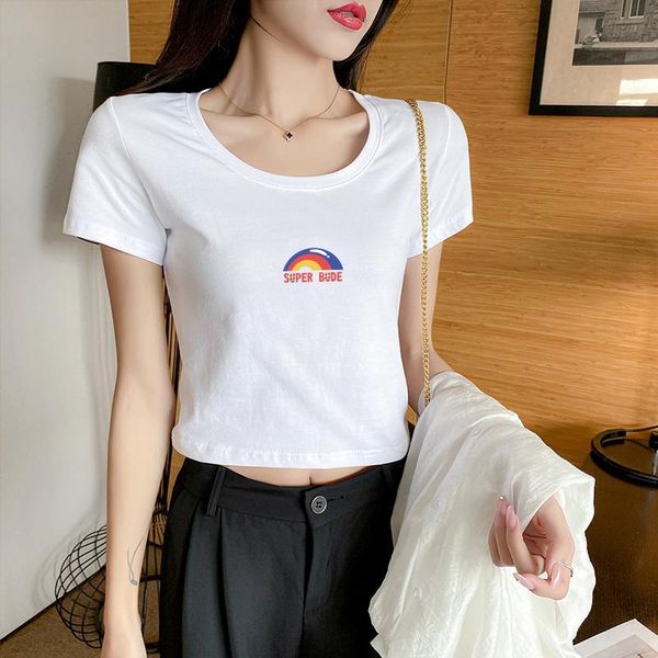 

women's t-shirt 2021 summer fashion t shirt women black woman tshirt, White