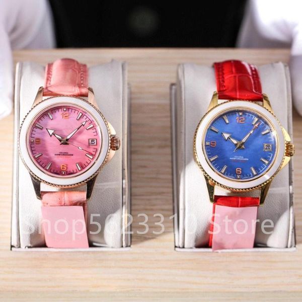 

wristwatches luxury men ocean series watches women automatic mechanical watch waterproof clock sweet couple leather belt calendar, Slivery;brown