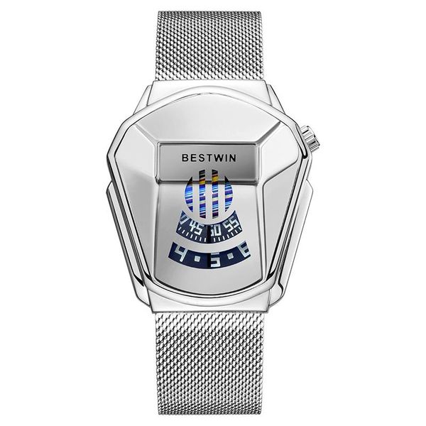 

wristwatches unique creative clock for men women couple personality stylish stainless-steel waterproof quartz-watch, Slivery;brown