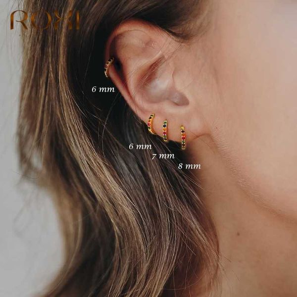 

roxi fashion colorful zircon s huggies earrings for women luxury hoop bulk skinny rainbow cartilage pendientes, Golden