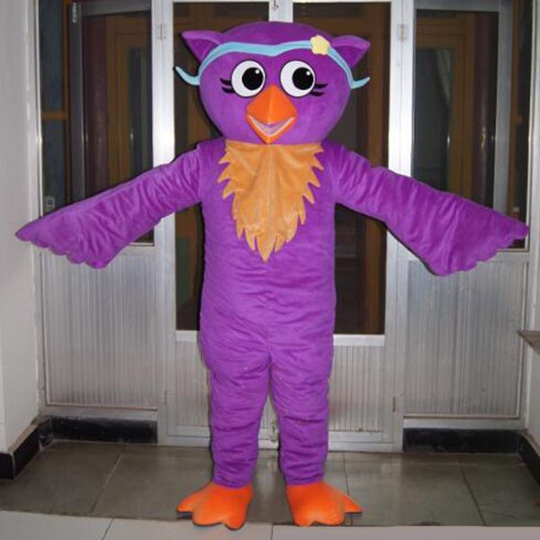 Costume della mascotte del gufo viola di Halloween Personaggio a tema animale dei cartoni animati di alta qualità Carnevale Unisex Adulti Vestito da festa di compleanno di Natale