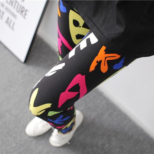 

women's leggings fashion digital letter printed causal women trousers high wast elasticity push up pencil pants leggins fitness sexy, Black