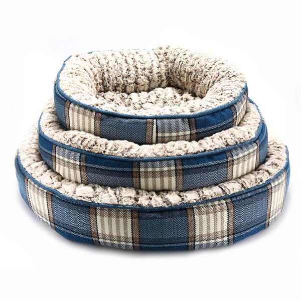 

kennels & pens 2021 round plush dog bed house mat winter warm sleeping cats nest soft long basket